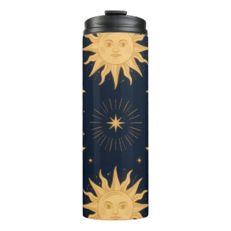Golden Balance, Sun & Moon Celestial Pattern Thermal Tumbler