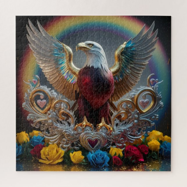 Golden Bald Eagle 3D Digital Masterpiece by AJZ  Jigsaw Puzzle (Vertical)