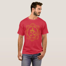 Golden Balinese Om with Lotus Yoga Shirt