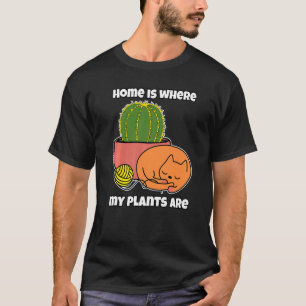 Golden Ball Succulent And Sleepy Cat Home My Plant T-Shirt