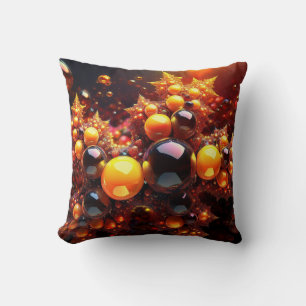 Golden Balls And Stars Fractal Throw Pillow