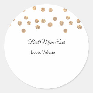 Golden balls glitter best mom ever add name mother classic round sticker