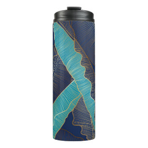 Golden Banana Leaf: Luxury Pattern. Thermal Tumbler