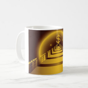 Golden Bank Corridor Glowing Dollar Finance  Coffee Mug