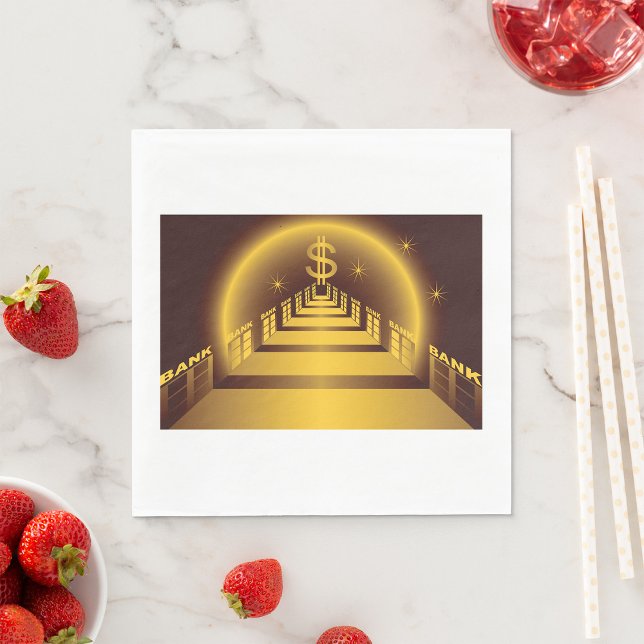 Golden Bank Corridor Glowing Dollar Finance  Napkin (Creator Uploaded)