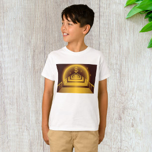 Golden Bank Corridor Glowing Dollar Finance T-Shirt
