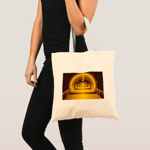 Golden Bank Corridor Glowing Dollar Finance Tote Bag