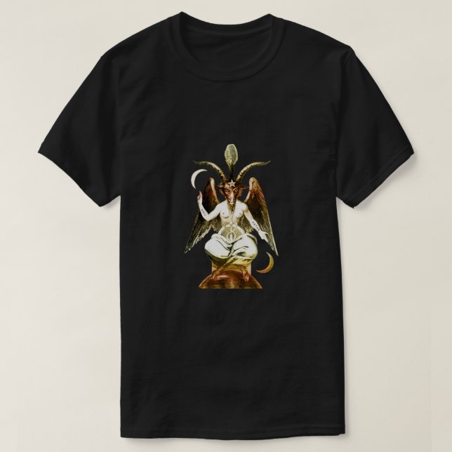 Golden Baphomet goat Satanic goat T-Shirt (Design Front)