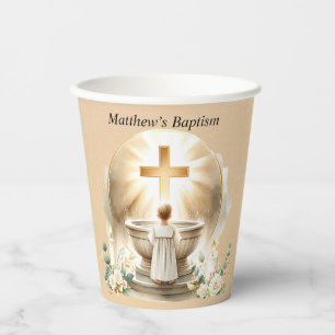 Golden Baptismal Baby Boy Christening Baptism Paper Cups