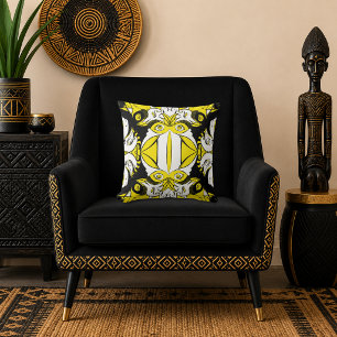 Golden Baroque Abstract Throw Pillow
