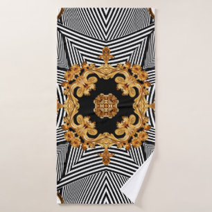 Golden baroque and chains ornament pattern bath towel