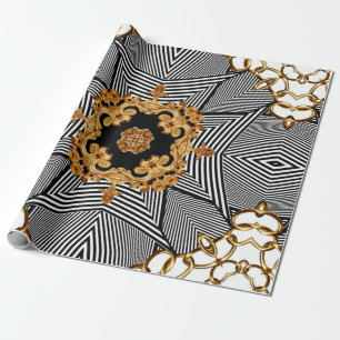 Golden baroque and chains ornament pattern wrapping paper