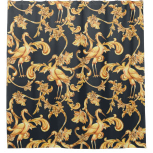 Golden baroque cranes: rococo ornament.