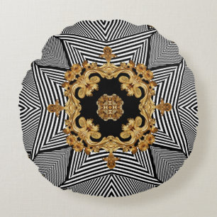 Golden Baroque: Elegant Chains Ornament Round Pillow
