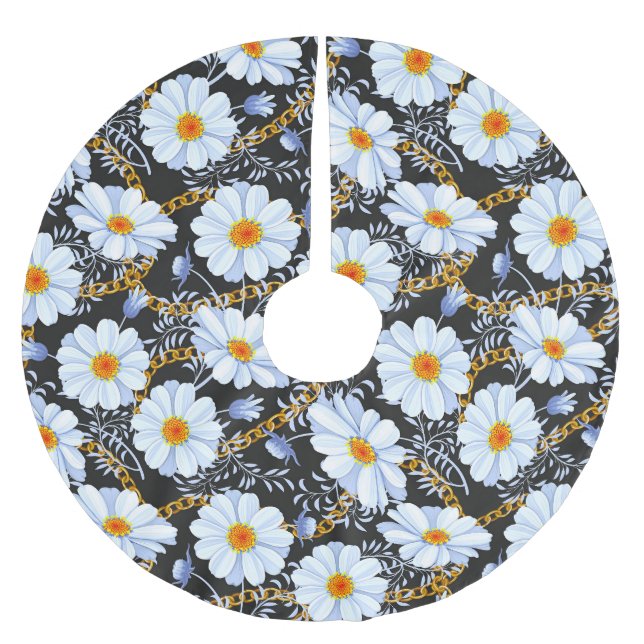 Golden Baroque: Floral Chain Texture Brushed Polyester Tree Skirt (Front)