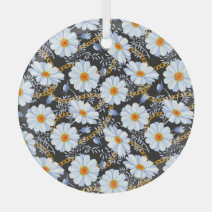 Golden Baroque: Floral Chain Texture Glass Ornament