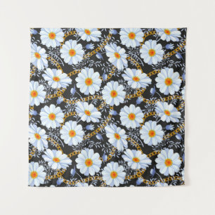 Golden Baroque: Floral Chain Texture Tapestry