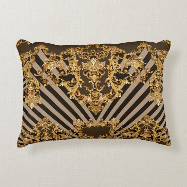 Golden baroque: geometric pattern design accent pillow (Front)