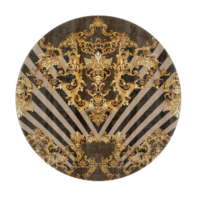 Golden baroque: geometric pattern design cutting board (Front)