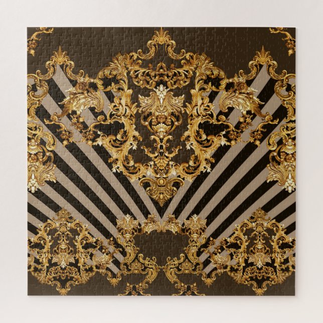 Golden baroque: geometric pattern design jigsaw puzzle (Vertical)