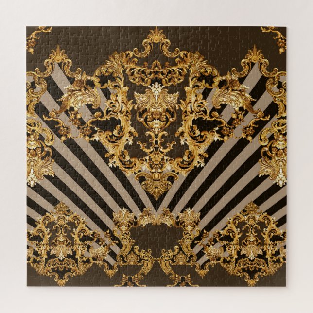 Golden baroque: geometric pattern design jigsaw puzzle (Vertical)