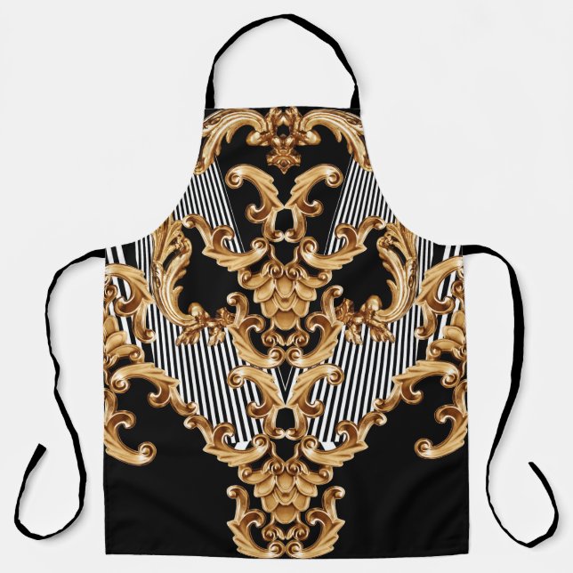 Golden baroque, intricate ornament design. apron (Front)