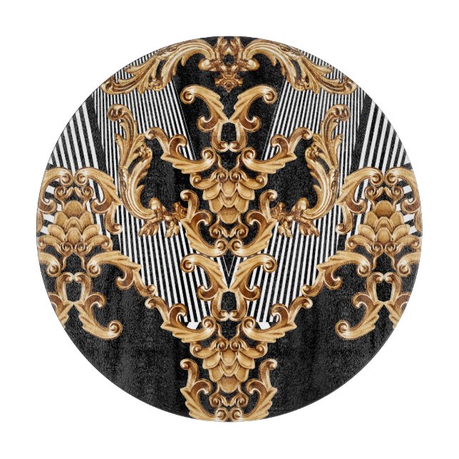 Golden baroque, intricate ornament design. cutting board (Front)