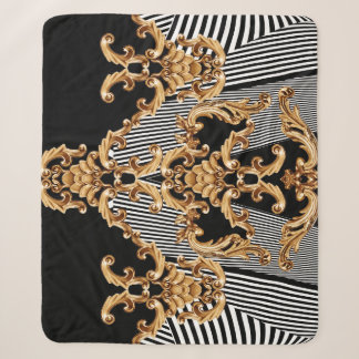 Golden baroque, intricate ornament design. sherpa blanket