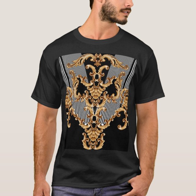 Golden baroque, intricate ornament design. T-Shirt (Front)