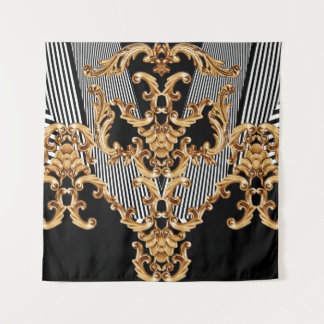 Golden baroque, intricate ornament design. tapestry