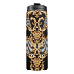 Golden baroque, intricate ornament design. thermal tumbler
