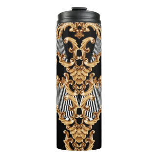 Golden baroque, intricate ornament design. thermal tumbler