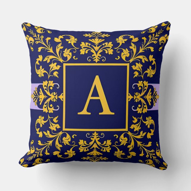 Golden Baroque Letter A Classic Monogram Style ✨ Throw Pillow (Front)