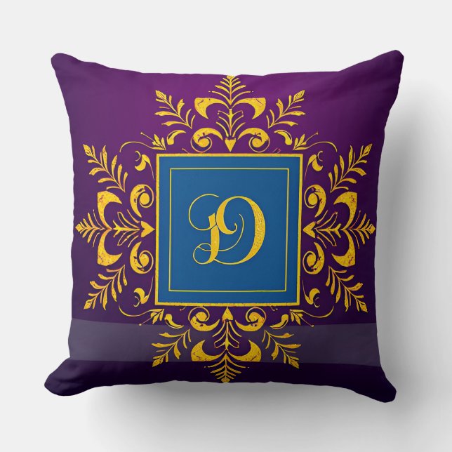 Golden Baroque Letter D Classic Monogram Style ✨ Throw Pillow (Front)