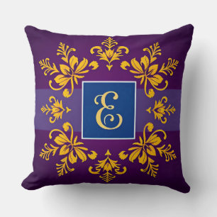 Golden Baroque Letter E Classic Monogram Style ✨ Throw Pillow
