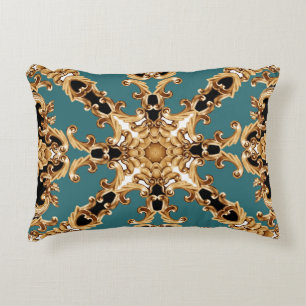 Golden baroque, luxurious ornament design. accent pillow