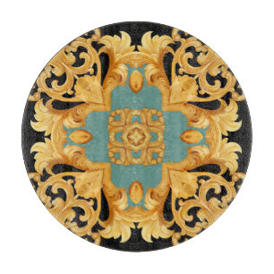 Golden Baroque Ornament 3D Elements Cutting Board