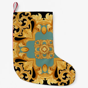 Golden Baroque Ornament 3D Elements Small Christmas Stocking