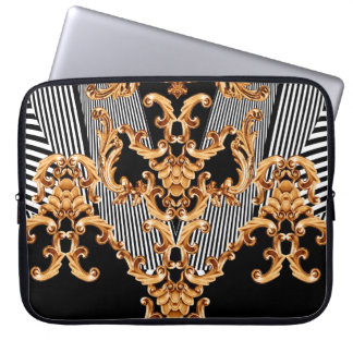 Golden baroque ornament laptop sleeve