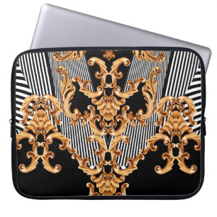 Golden baroque ornament laptop sleeve