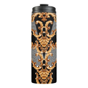 Golden baroque ornament thermal tumbler