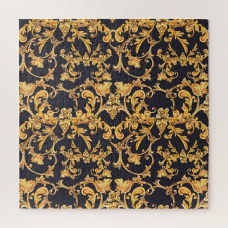 Golden Baroque, Scroll Leaves Pattern. Jigsaw Puzzle