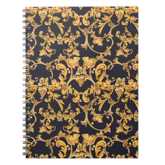 Golden Baroque, Scroll Leaves Pattern. Notebook