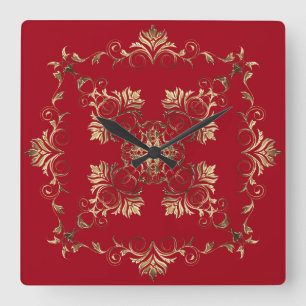 Golden Baroque. Square Wall Clock