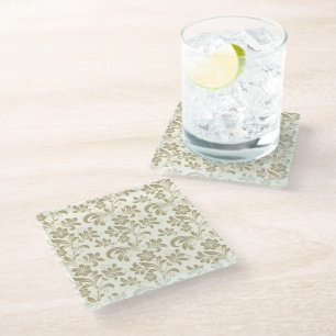 Golden Baroque Style Floral Coaster