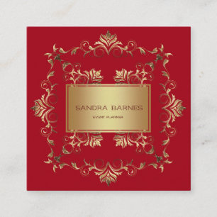 Golden Baroque. Text. Square Business Card