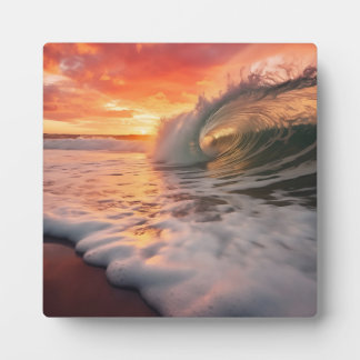 Golden Barrel Coastal Photorealistic Digital Art Plaque
