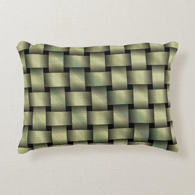 Golden Basket Weave Decorative Pillow (Front)
