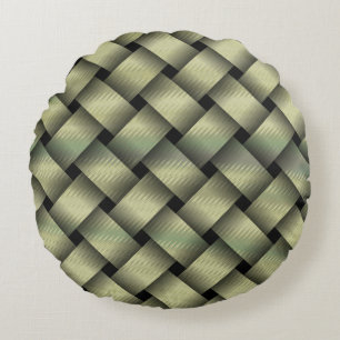 Golden Basket Weave Round Pillow