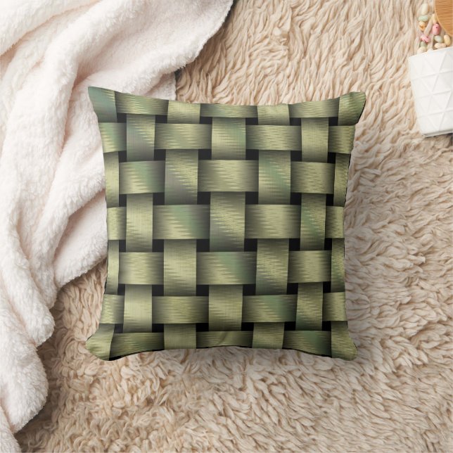 Golden Basket Weave Throw Pillow (Blanket)